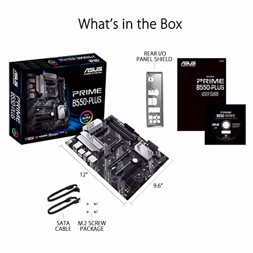 ASUS PRIME B550-PLUS, Scheda madre ATX AMD B550 (Ryzen AM4), PCIe 4.0, doppio M.2, 1 Gb Lan, HDMI, DP, SATA 6 Gbps, USB 3.2 Gen 2 Type-A e Type-C, Connettori Aura Sync RGB