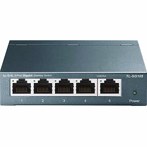 Tp-Link Tl-Sg105 Switch 5 Porte Gigabit, 10/100/1000 Mbps, Plug & Play,‎‎ 802.1P/Dscp Qos, Igmp Snooping, Involucro In Metallo Resistente, Nero, ‎9.91 x 9.91 x 2.54 cm; 220 grammi