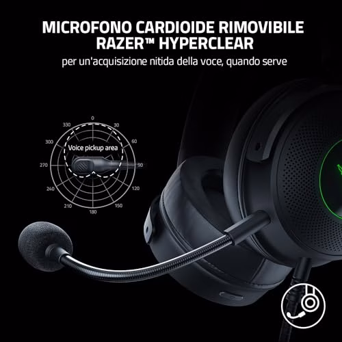 Razer Kraken V3 HyperSense - Cuffie cablate USB da gaming con tecnologia aptica (HyperSense, Driver TriForce in Titanio da 50 mm, THX Spatial Audio, Chroma RGB) Nero
