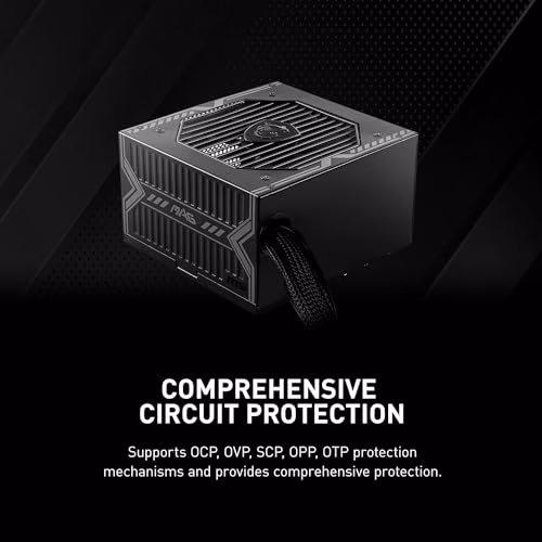 MSI MAG A650BN Alimentatore, Spina EU - 650W, certificato 80 Plus Bronze, ATX PSU, 12V Single-Rail, circuito DC-to-DC, ventola 120mm - 5 anni di garanzia