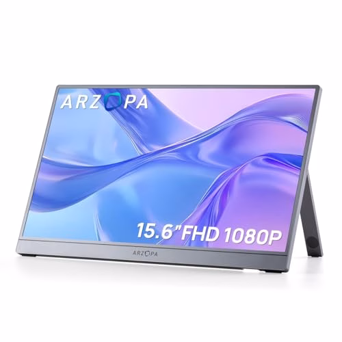 ARZOPA Monitor Portatile A1 15,6" FHD 1080P IPS, HDR, Ultra Sottile – Display Secondario per Laptop, Mac, PC, Xbox, Switch, PS5 - A1 Grigio