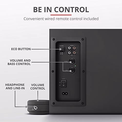 Trust Yuri Set di Altoparlanti 2.1 con Subwoofer, Casse per PC, Potenza di Picco di 120 W, Subwoofer in Legno con Potente Driver da 5.25 pollice, PC/Laptop/Tablet/Smartphone