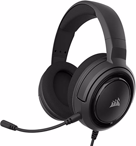 Corsair HS35 Stereo Cuffie Gaming con Microfono Unidirezionale Rimovibile, Altoparlanti in Neodimio da 50 mm, Compatibili con PC, Xbox One, PS4, Nintendo Switch e dispositivi Mobile, Carbonio