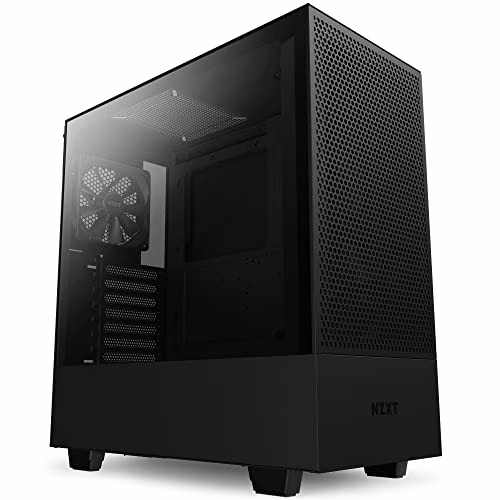 NZXT H5 Flow - CC-H51FB-01 - Case ATX compatto Mid-Tower - Pannello frontale perforato – Pannello laterale in vetro temperato – 2 ventole da 120 mm incluse – Supporta radiatori da 280 mm – Nero