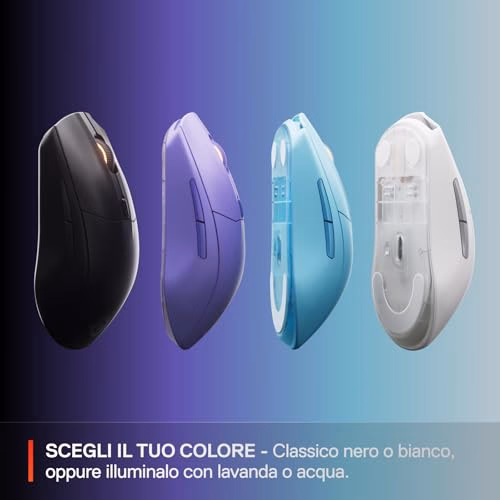 SteelSeries Rival 3 Wireless Gen 2 - Mouse Gaming - 2,4 GHz e Bluetooth - Sensore ottico TrueMove Air da 18000 DPI - Durata 60 milioni di clic - Leggero - Piedini 100% PTFE - Bianco