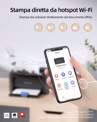PANTUM P2502W Stampante Laser Wifi Bianco e Nero, Airprint, Funzione singola Piccola 22ppm