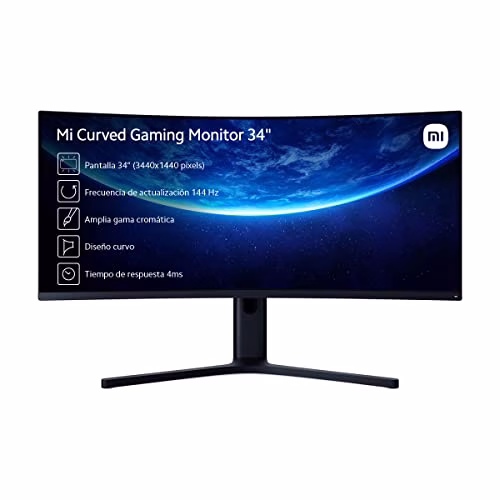 Xiaomi Mi Curved Gaming Monitor 34’’, QHD 3440 x 1440, AMD FreeSync, Refresh Rate 144 Hz, Tempo Risposta 4 ms, Luminosità 400 nit, Nero, Versione Italiana
