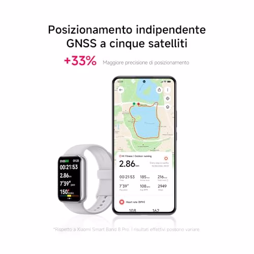Xiaomi Smart Band 9 Pro, Schermo AMOLED 1.74", Telaio in Alluminio, Autonomia Batteria 21 giorni, Monitoraggio Migliorato di SpO2, Frequenza Cardiaca e Sonno, GPS Integrato, Acqua 5 ATM, Argento
