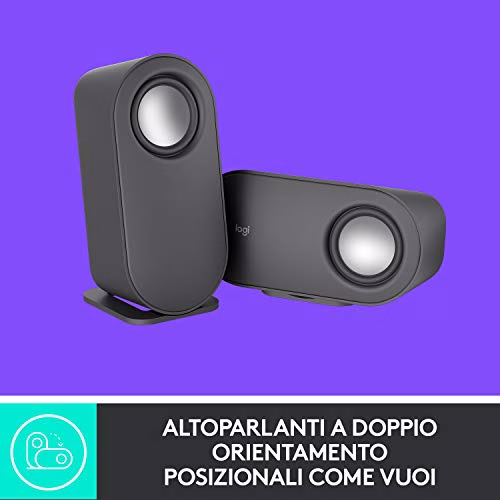 Logitech Z407 Altoparlanti Bluetooth per computer con subwoofer e controllo wireless, audio avvolgente, audio premium con ingressi multipli, altoparlanti USB - Nero