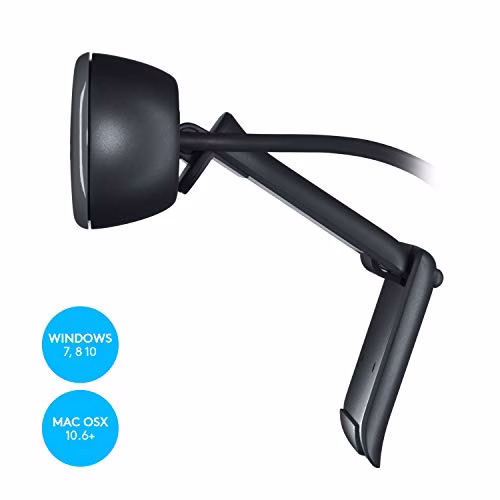 Logitech C270 Webcam HD, HD 720p/30fps, Videochiamate HD Widescreen, Nero