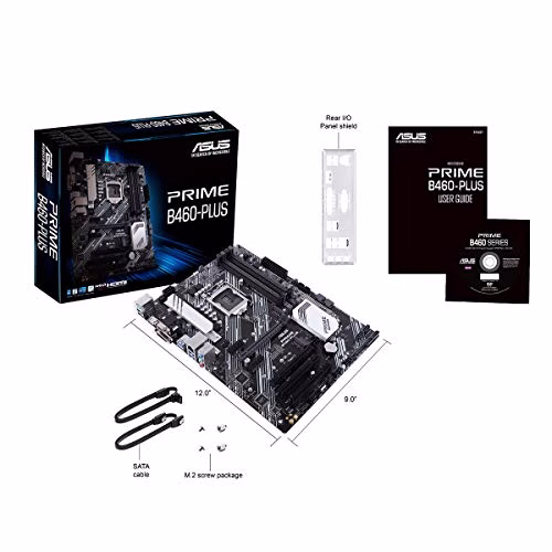ASUS PRIME B460M-PLUS, Scheda madre Intel B460 (LGA 1200) ATX, 1x connettore RGB, doppia M.2, DDR4 2933MHz, HDMI, D-sub, DVI, USB 3.2 Gen 1, predisposizione per memoria Intel Optane, SATA 6 Gbps