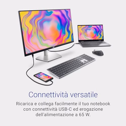 Dell S2722QC USB-C 27" 4K UHD (3840x2160) Monitor, 60Hz, IPS, 4ms, AMD FreeSync, 99% sRGB, HDR, Altoparlanti integrati, USB-C, 2x HDMI, 2x USB, 3 Anni di Garanzia, Argento
