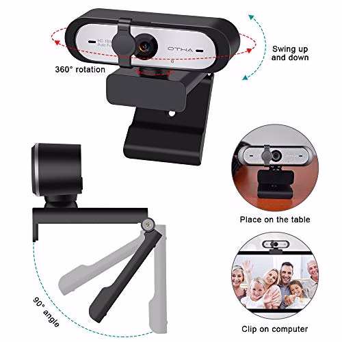 OTHA Webcam con Microfono per PC,Correzione Luce 1080P 60FPS Autofocus USB Web Camera per OBS Live Streaming, Skype,Zoom FaceTime,Business