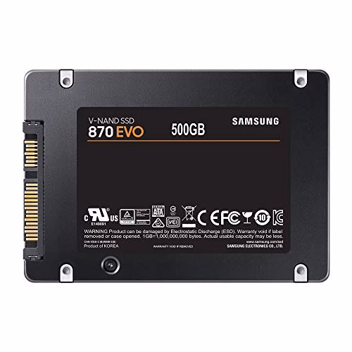 Samsung Memorie SSD 870 Evo, 500 GB, Fattore di Forma 2.5”, Tecnologia Intelligent Turbo Write, Software Magician 6, Colore Nero