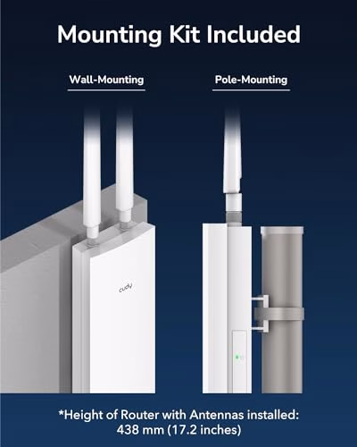 Cudy Punto di accesso WiFi 6 ad alta potenza AX3000 esterno, IP65 resistente alle intemperie, FEM esterne ad alta potenza, porte Gigabit RJ45, supporto PoE passivo 802.3at o 48~57V, protezione contro