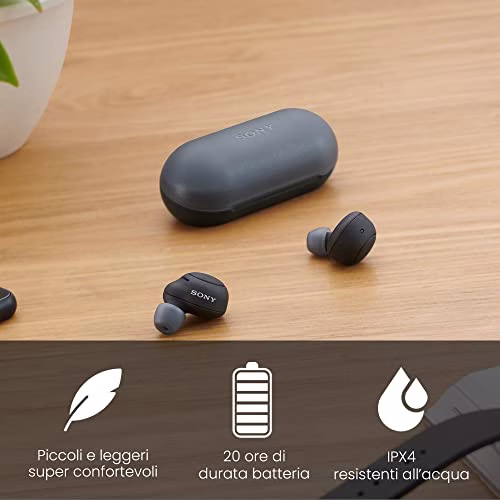 Sony WF-C500 Wireless, Bluetooth, Cuffie In-Ear (con classificazione IPX4 e durata della batteria fino a 20 ore) Nero