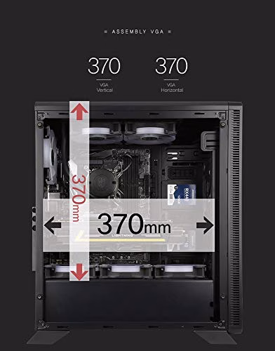 Sahara P35 - Caso di gioco per PC Mid Tower in vetro temperato con 4 x Turbo Pirate 12cm Veri ventilatori RGB, Nero