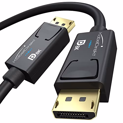 KabelDirekt - Cavo DisplayPort e DP 8K, speciale schermatura A.I.S. e certificazione VESA – 2 m (per PC gaming DP 1.4/laptop/schede grafiche/monitor con 8K@60 Hz, 4K@120 Hz, 144/165/240 Hz)