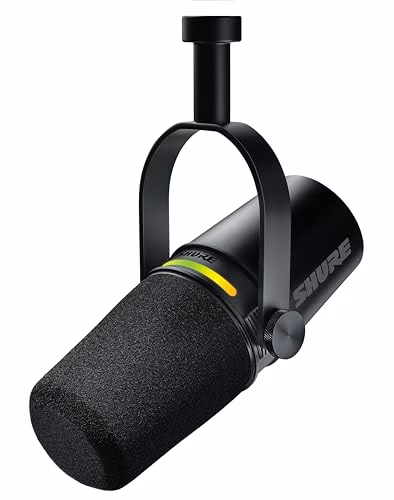 Shure MV7+ Microfono per Podcast-Audio avanzato, pannello a sfioramento a LED, uscite USB-C e XLR, modalità livello automatico, filtro pop digitale, effetti di riverbero, podcasting, streaming - Nero