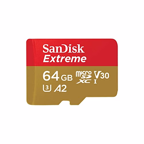 SanDisk Extreme 64 GB scheda microSDXC e adattatore SD e RescuePRO Deluxe, fino a 170 MB/s, con prestazioni app A2, UHS-I, classe 10, U3, V30