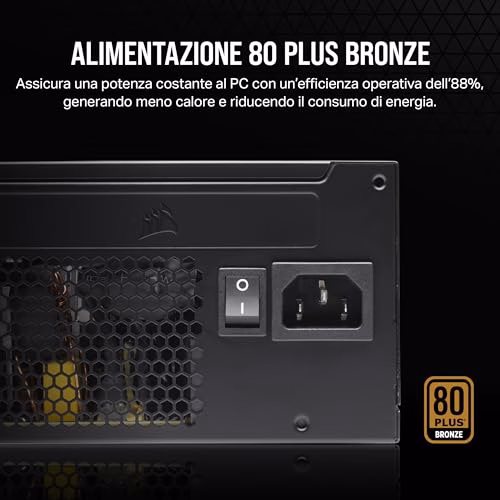 CORSAIR CX550 ATX 550W Alimentazione - Certificazione 80 PLUS Bronze - Bassa Rumorosità - Cavi con Guaina - Non Modulare - EU - Nero