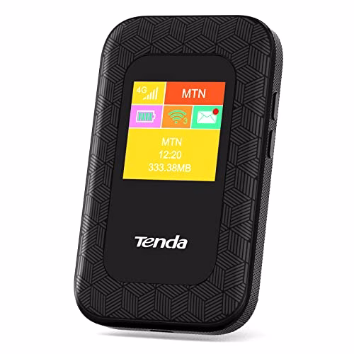 Tenda 4G185 V3.0 Hotspot Mobile Router Portatile, Saponetta Wifi 4G LTE Cat4 150Mbps, Batteria 2100 MAh, Supporta l'alimentazione della porta USB, Nessuna Configurazione Richiesta, Schermo a Colori