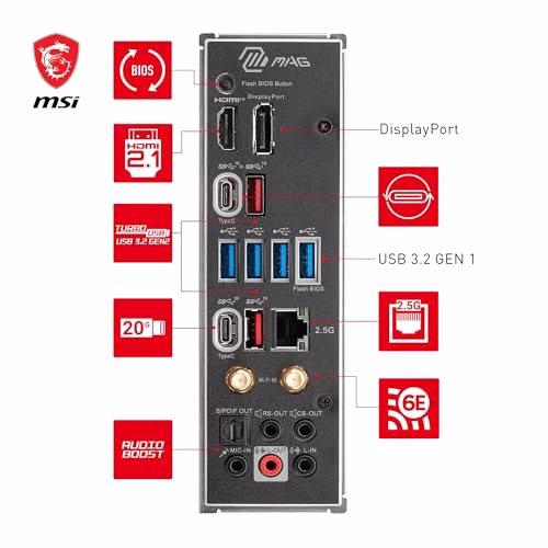 MSI MAG X670E TOMAHAWK WIFI Scheda Madre ATX - Supporta AMD Ryzen 7000, AM5-80A SPS VRM, DDR5 Memory Boost 6600+MHz/OC, PCIe 5.0 x16, M.2 Gen5, Wi-Fi 6E