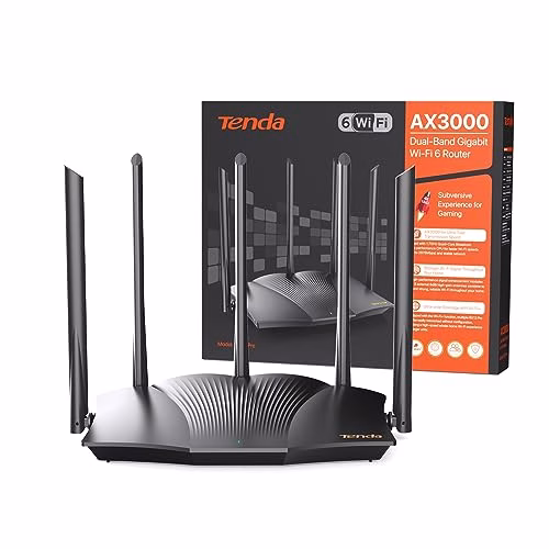 Tenda RX12 Pro Router WiFi 6 AX3000 Dual Band Gigabit, 2404Mbps/5GHz + 574 Mbps/2.4GHz, 4 Porte Gigabit, Larghezza di banda 160MHz, WiFi+ Mesh, OFDMA/VPN/WPA3/IPV6/TWT