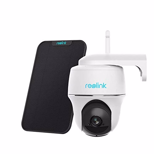 Reolink Telecamera Wi-Fi Esterno a Batteria con 355°/140° Pan & Tilt, Videosorveglianza Solare Senza Fili, 1080p Visione Notturna Starlight Impermeabile Rilevamento PIR, Argus PT con Pannello Solare