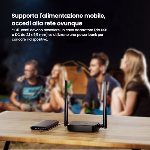 Tenda 4G03 Pro Router 4G LTE Cat4 Wireless N300Mbps, Router WiFi con SIM, Ricarica con Power Bank, Due Antenne Esterne, Porta LAN/WAN, Modem 4G SIM, Senza Configurazione, Plug&Play