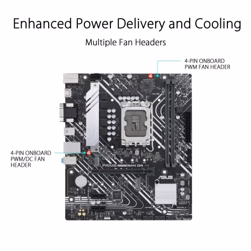 ASUS PRIME B660M-K D4 Scheda Madre mATX, Intel B660, LGA1700, DDR4, PCI 4.0, LAN Realtek 1Gb, Realtek 7.1 Surround, 2xM.2, 4xSATA 6GB/s, USB 3.2 Gen 1, Armoury Crate, Nero