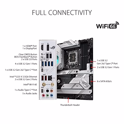 ASUS ROG Strix Z690-A Gaming WiFi Scheda Madre ATX, Intel Z690, LGA1700, DDR5, PCI 5.0, WiFi 6E (802.11ax), Intel 2.5Gb Ethernet, ROG SupremeFX 7.1, 4xM.2, 6xSATA 6GB/s, Aura Sync RGB, Nero