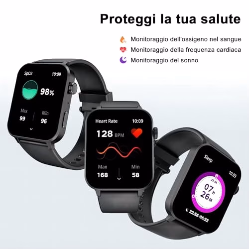 Blackview Smartwatch Donna Uomo, Effettua e Risposta Chiamate,1,85' Orologio Intelligente Fitness con Monitoraggio del Sonno/SpO2/Frequenza Cardiaca,Smart Watch Contapassi per Android iOS