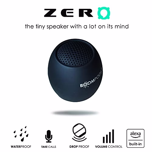 Boompods Zero Talk Mini Altoparlante Bluetooth Portatile con Alexa - Cassa Doccia Bluetooth Waterproof IPX6, 5 Ore di Autonomia, Controllo Vocale e Microfono Integrato, Grigio
