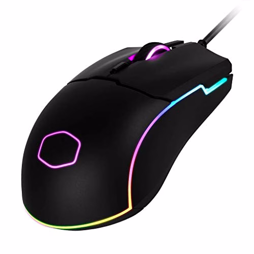 Cooler Master CM110 RGB Mouse Gaming con Cavo, Sensore Ottico 6000 DPI, Design Ambidestro per Claw/Palm Grip, 6 Pulsanti, Nero Opaco