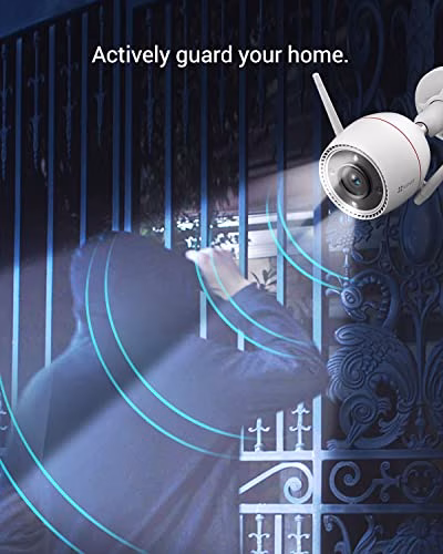 EZVIZ Telecamera WiFi Esterno 3mp, Videocamera Sorveglianza Esterno WiFi con Visione Notturna a Colori 30m, IP Camera con Intelligenza Artificiale, Rilevamento di Persone, Funziona con Alexa Outpro