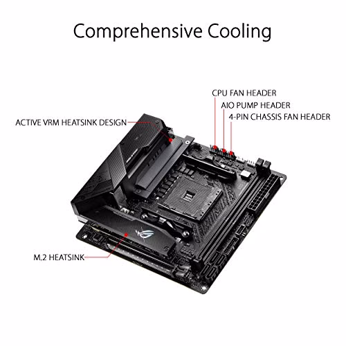 ASUS ROG STRIX B550-I GAMING, Scheda madre AMD B550 Gaming Mini-ITX, PCIe 4.0, fasi di potenza abbinati, 2,5 Gb Lan, WiFi 6 (802.11ax), doppio M.2 con dissipatore di calore, USB 3.2 Gen 2