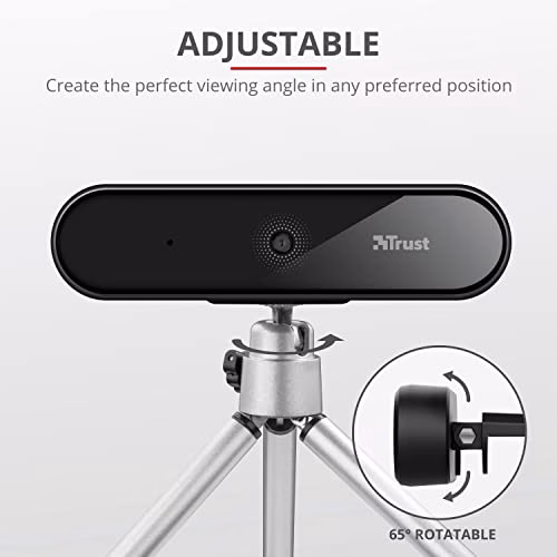 Trust Tyro Webcam PC Con Microfono Full HD 1080p, Auto-Focus, USB, Treppiede Incluso, Telecamera Per Hangouts, Skype, Teams, Zoom, Computer, Laptop - Nero