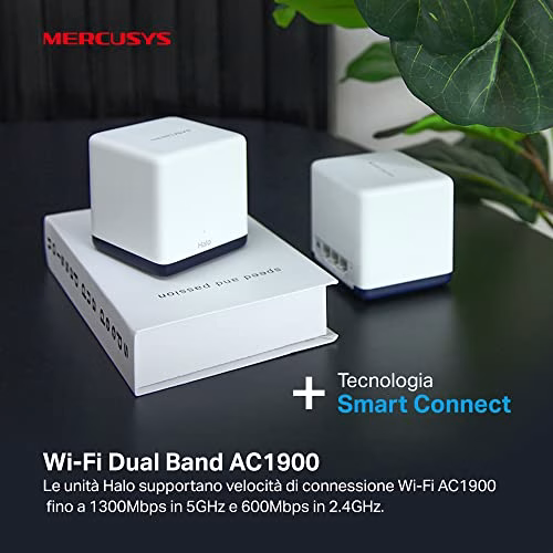 TP-Link WiFi Mesh Dual Band AC1900Mbps con Copertura Fino a 550㎡, 3 Porte Gigabit Ethernet, Modalità Router e Access Point, Parental Control, Confezione da 3 Pezzi, Mercusys Halo H50G(3-pack)