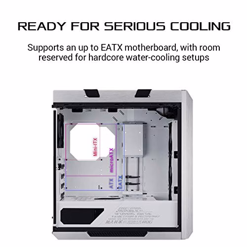 Asus ROG Strix Helios White Edition ATX Mid Tower Gaming Case, con tre pannelli di vetro temperato fumé e raffinata struttura in alluminio spazzolato e tecnologia Aura Sync
