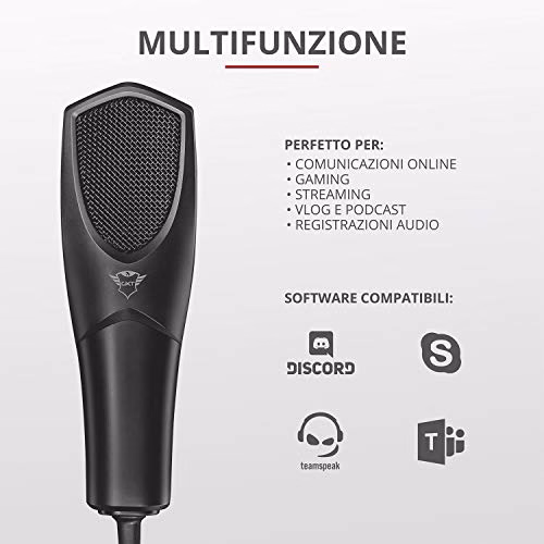 Trust Gaming GXT 232 Mantis Microfono USB per Streaming, Shock-Mount, Filtro Pop e Treppiede, per PC, PS4 e PS5, Nero