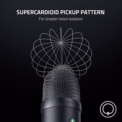 Razer Seiren V2 X - Microfono USB per Streamer Microfono a Condensatore da 25 mm, Modello Polare Supercardioide, Limitatore di Guadagno Analogico, Monitoraggio Microfono Nero