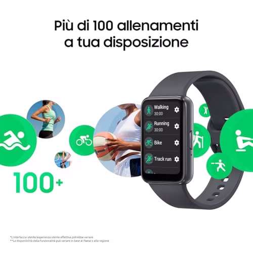Samsung Galaxy Fit3 fitness band, batteria a lunga durata, rilevamento cadute/SOS, barometro, IP68, monitoraggio sonno, oltre 100 esercizi, gestione notifiche/musica, Gray [Versione italiana]