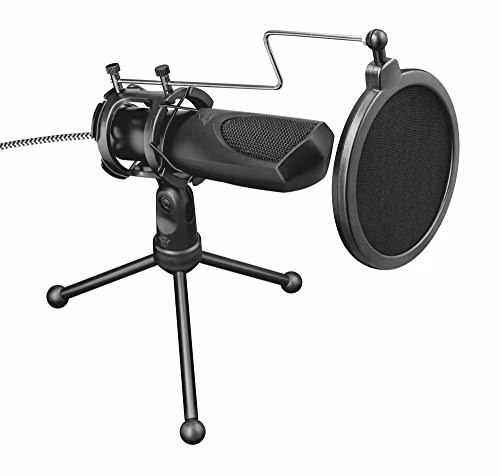 Trust Gaming GXT 232 Mantis Microfono USB per Streaming, Shock-Mount, Filtro Pop e Treppiede, per PC, PS4 e PS5, Nero