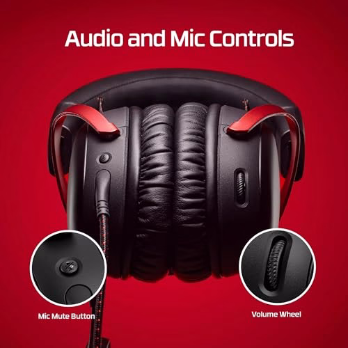 HyperX Cloud III, Cuffie da Gaming con Cavo USB-C, Controlli Audio Integrati, Telaio in Alluminio, Cuscinetti in Memory Foam Rivestiti in Similpelle, Adatto per PS4, Xbox e PC, Nero/Rosso