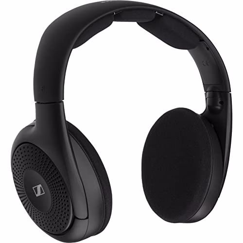 Sennheiser Cuffie Wireless RS 120-W, On-Ear per un Ascolto TV, 3 Modalità Audio, Controllo del Volume, Portata del Segnale di 60 m, Combinazione Trasmettitore, Caricatore, Colore Nero
