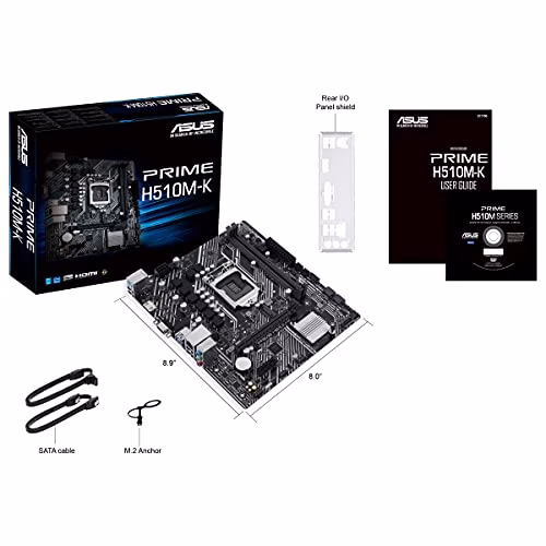 Asus PRIME H510M-K, Scheda madre micro ATX Intel H510 (LGA 1200), PCIe 4.0, slot M.2 32Gbps, Lan Intel 1 Gb, HDMI, D-Sub, USB 3.2 Gen 1, SATA 6 Gbps, connettore COM, connettore RGB