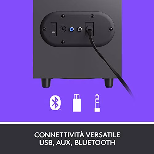 Logitech Z407 Altoparlanti Bluetooth per computer con subwoofer e controllo wireless, audio avvolgente, audio premium con ingressi multipli, altoparlanti USB - Nero