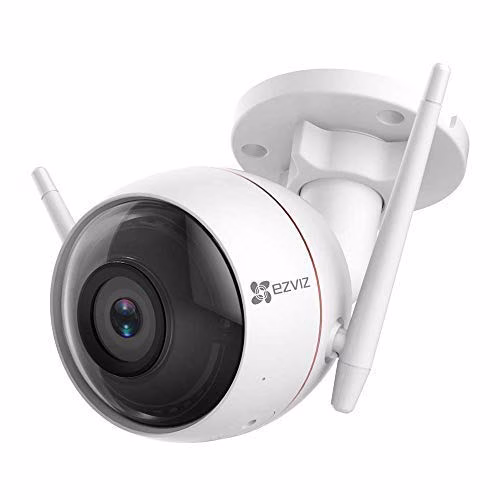 EZVIZ CTQ3W Telecamera da Esterno Telecamera Wi-Fi Esterno HD IP Camera da Esterno con Visione Notturna (30m) Sistema d'allarme con Luce Stroboscopica e Sirena Protezione IP66 Compatibile con Alexa