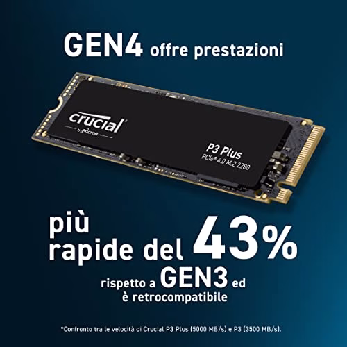 Crucial P3 Plus 1TB M.2 PCIe Gen4 NVMe SSD interno - Fino a 5000MB/s - CT1000P3PSSD801 (Edizione Acronis)